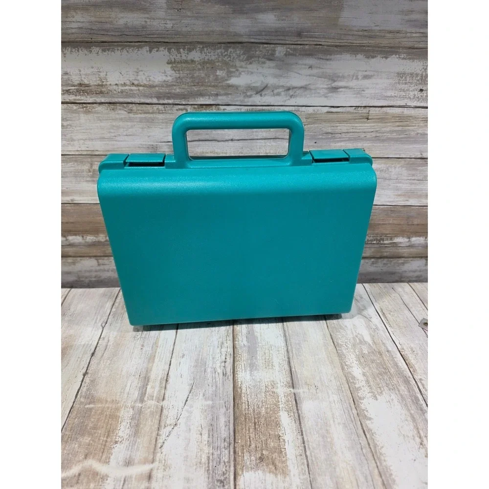 Vintage 1993 Clik Case Lunch Box Teal Yellow Clik Cooler Set Retro 90s USA Made